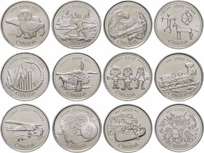 купить Канада, набор монет 25 центов 1999 серия "12 месяцев" (12 монет)