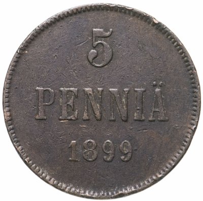 купить 5 пенни 1899, монета для Финляндии