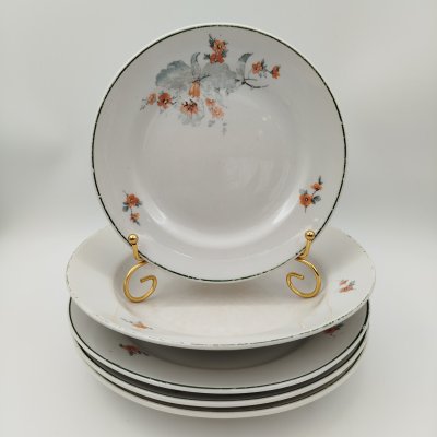 купить Набор из пяти различных тарелок с цветочным декором, фарфор, деколь, Государственная Волховская фарфорово-фаянсовая фабрика «Коминтерн», СССР, 1934-1941 гг.