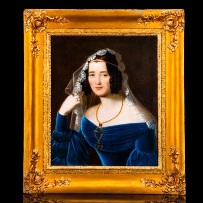 купить Картина "Портрет девушки", художник Иоганн Непомук Хубер (1802-1885 гг.), в Российской империи жил с 1834-1847 гг., холст, масло, в раме, Российская империя, 1838 г.