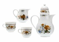 Купить Кофейный сервиз (кофейник, молочник и две чашки ) с цветочным декором, фарфор, фабрика "Jlmenau", ГДР, 1970-1980 гг.