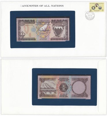 купить Серия "Банкноты всех стран мира" - 1/2 динара Бахрейн 1973