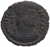 купить Римская Империя Констанций II 324–361 гг фракция фоллиса (реверс: две Виктории стоят лицом друг к другу)