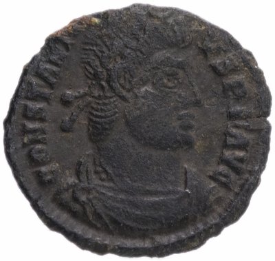 купить Римская Империя Констанций II 324–361 гг фракция фоллиса (реверс: две Виктории стоят лицом друг к другу)
