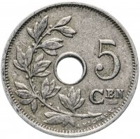 Купить Бельгия 5 сантимов 1910-1931 (Надпись на голландском - 'KONINGRIJK BELGIË')