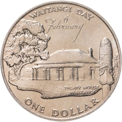 купить Новая Зеландия 1 доллар (dollar) 1977 25 лет правления Королевы Елизаветы II и День Вайтанги