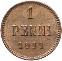 купить 1 пенни 1911, монета для Финляндии