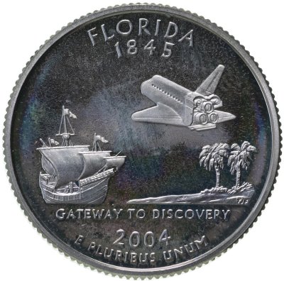 купить США 25 центов (квотер, 1/4 доллара, quarter dollar) 2004 "Квотер штата Флорида"