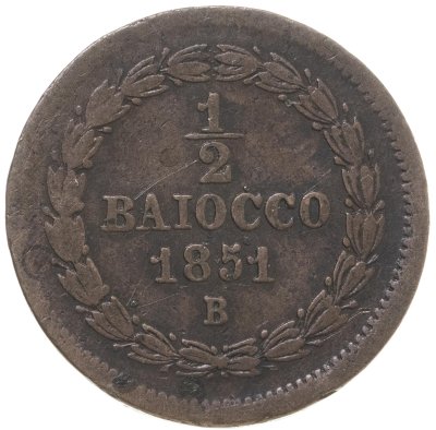 купить Папская область 1/2 байокко, 1851