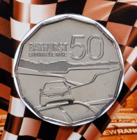 Купить Австралия 50 центов 2013 "50 лет гонкам Батерст" (в конверте с маркой)
