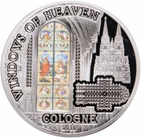 купить Острова Кука 10 долларов 2010 Proof "Небесные витражи - Кельнский собор", в футляре, Редкость