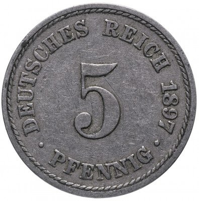 купить Германия 5 рейх пфеннигов 1897 "A"