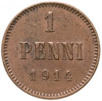 купить 1 пенни 1914, монета для Финляндии