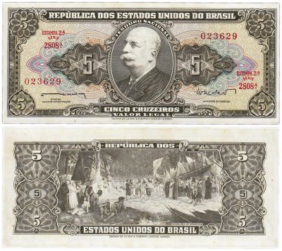 купить Бразилия 5 крузейро 1953 (Pick 176)