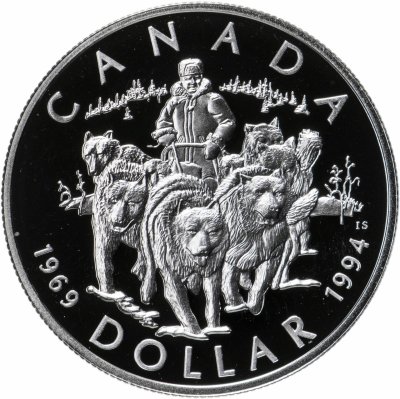 купить Канада 1 доллар (dollar) 1994 "25 лет последнему патрулю на собачьих упряжках"