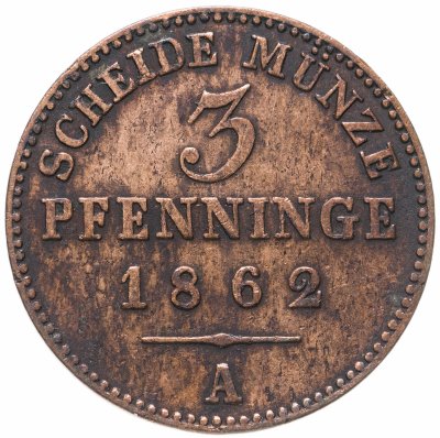 купить Германия, Пруссия 3 пфеннига 1862
