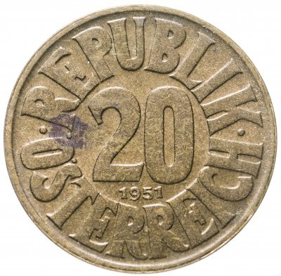 купить Австрия 20 грошей (groszy) 1951