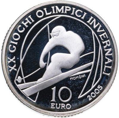 купить Италия 10 евро (euro) 2005 XX зимние Олимпийские игры, Турин 2006 - Горнолыжный спорт