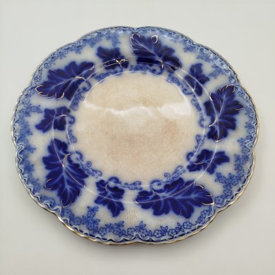 купить Тарелка с монохромным синим цветочным декором, фаянс, роспись, деколь, золочение, Johnson Brothers, Великобритания, 1880-1913 гг.