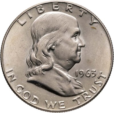 купить США 50 центов (1/2 доллара, half dollar) 1963 D Franklin Half Dollar