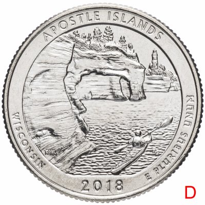купить США 1/4 доллара (25 центов, квотер) 2018 D —"Национальные парки - острова Апостол" (42-й парк)