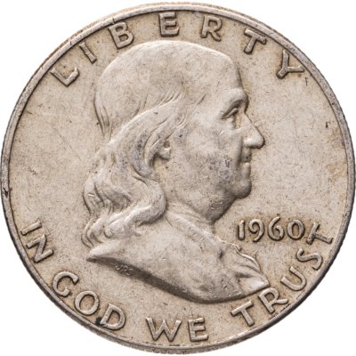 купить США 50 центов (1/2 доллара, half dollar) 1960 Franklin Half Dollar (Франклин) Без отметки монетного двора