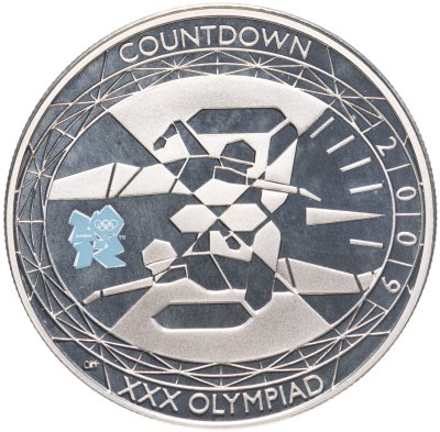 купить Великобритания 5 фунтов 2009 "XXX Олимпиада, пловцы и секундомер"