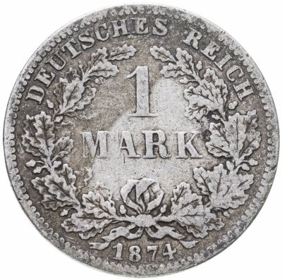 купить Германская Империя, 1 марка 1874 знак монетного двора "F" - Штутгарт