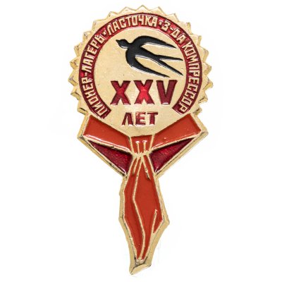 купить Значок Пионерский лагерь Ласточка XXV лет - завода Компрессор (Разновидность случайная )