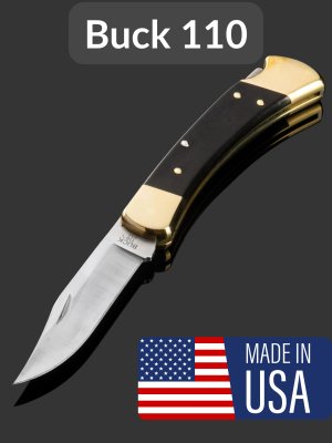 купить Складной нож Buck Model 110 Folding Hunter (BU110BRS-B), сталь 420HC, кожаный чехол