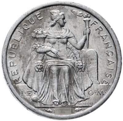 купить Французская Полинезия 1 франк (franc) 1965-2008 случайный год