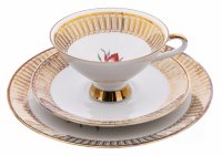 купить Чайное трио с цветочным декором, фарфор, деколь, золочение, мануфактура "Winterling", Германия, 1950-1990гг.