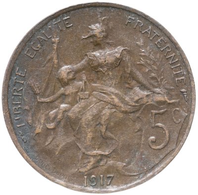 купить Франция 5 сантимов (centimes) 1917
