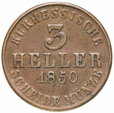 купить Германия, Гессен-Кассель 3 геллера 1850