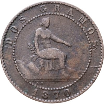 купить Испания 2 сентимо (centimos) 1870