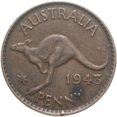 купить Австралия 1 пенни (penny) 1943, точка после "PENNY"