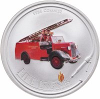 Купить Острова Кука 1 доллар 2006 "Пожарные машины мира - Коммер" в футляре, с сертификатом
