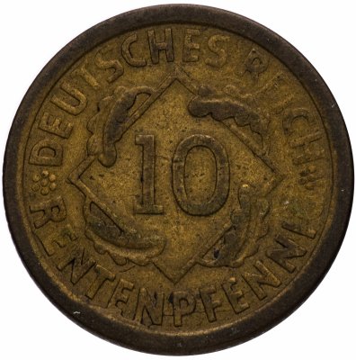 купить Германия 10 пфеннигов (рентенпфеннигов, rentenpfennig) 1924 E