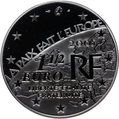 купить Франция 1 1/2 евро 2005 60 лет победы, голуби