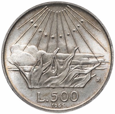 купить Италия 500 лир 1965 "700-летие со дня рождения Данте Алигьери"