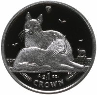 купить Остров Мэн 1 крона 2011 "Кошка Ангорская" в футляре, с сертификатом