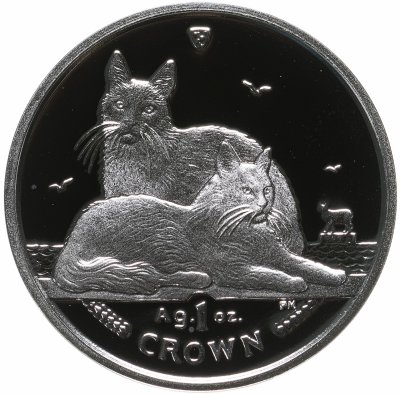 купить Остров Мэн 1 крона 2011 "Кошка Ангорская" в футляре, с сертификатом