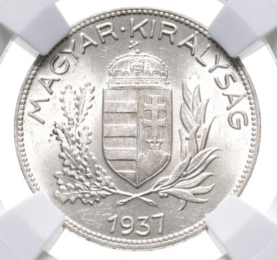 купить Венгрия 1 пенгё 1937 год в слабе ННР MS65