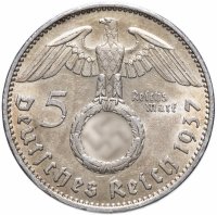 купить Фашистская Германия (Третий Рейх) 5 рейхсмарок (reichsmark) 1937 A орел со свастикой