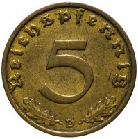 купить Германия (Третий рейх) 5 рейхспфеннигов (reichspfennig) 1936 D