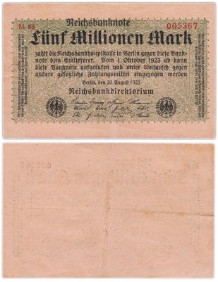 купить Германия 5 000 000 (5 миллионов) марок 1923