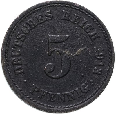 купить Германия 5 рейх пфеннигов 1913 "А"
