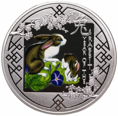 купить Руанда 500 франков 2011 Proof "Год кролика - два кролика"