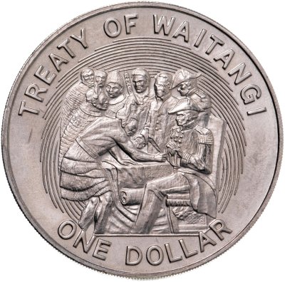 купить Новая Зеландия 1 доллар (dollar) 1990 "150 лет подписанию Договора Вайтанги"
