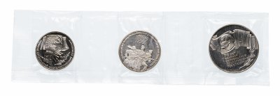 купить Набор из 3 памятных монет СССР 1987 Proof "70 лет Великой Октябрьской социалистической революции" в запайке